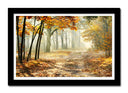 Cuadro enmarcado negro paisaje bosque atardecer,naturaleza