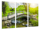 Tríptico Paisaje Puente Sobre Rio en el Bosque,naturaleza