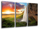 Tríptico Paisaje Cascada Atardecer,naturaleza