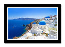 Cuadro enmarcado negro paisaje ciudad de santorini, Grecia