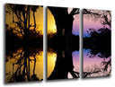 Tríptico Puesta de Sol en el Bosque,naturaleza