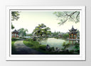 Cuadro enmarcado blanco Paisaje Naturaleza Lago Pagoda China