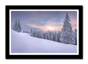 Cuadro enmarcado negro Bosque Nevado Atardecer, Nieve,naturaleza