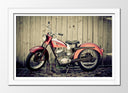 Cuadro enmarcado blanco Moto Harley-Davidson, color rojo