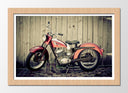 Cuadro enmarcado natural Moto Harley-Davidson, color rojo