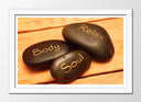 Cuadro enmarcado blanco oriental ,piedras, relajacion, body, soul, relax, meditacion, zen