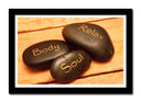 Cuadro enmarcado negro oriental ,piedras, relajacion, body, soul, relax, meditacion, zen