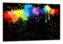 Cuadro abstracto, colores llamativos sobre fondo negro