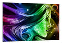 Cuadro silueta cara mujer abstracto, colores verdes, morados