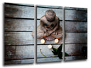 Tríptico buda oriental ,tonos grises, relajacion, meditacion, zen