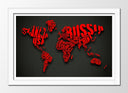 mapamundi, color rojo y negro, letras