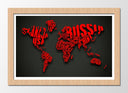 mapamundi, color rojo y negro, letras