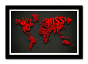 mapamundi, color rojo y negro, letras