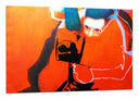 Cuadro imagen abstracta, colores vivos, naranja