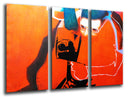Tríptico imagen abstracta, colores vivos, naranja