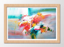 Cuadro enmarcado natural abstracto, tonos frios y rojo
