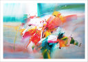 Lámina abstracto, tonos frios y rojo