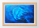 Cuadro enmarcado natural abstracto en tonos azules, frio