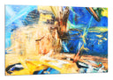 Cuadro abstracto, color azul, tonos tierra