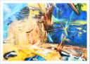 Lámina abstracto, color azul, tonos tierra