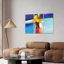 Estancia abstracto, colores azules, frios, relajante