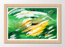 Cuadro enmarcado natural abstracto colores verdes, evoca tropical