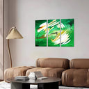 Estancia abstracto colores verdes, evoca tropical