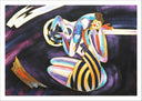 Lámina abstracto fondo morado, silueta muejer