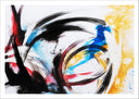 Lámina abstracto, trazon en negro y tonos azules