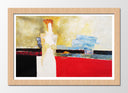 Cuadro enmarcado natural abstracto, colores tierra, rojo , beige
