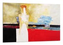 Cuadro abstracto, colores tierra, rojo , beige