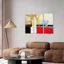 Estancia abstracto, colores tierra, rojo , beige