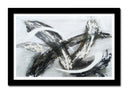 Cuadro enmarcado negro abstracto, trazos negro imitan carboncillo