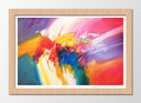 Cuadro enmarcado natural abstracto, colores llamativos, tonos rojos