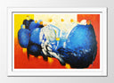 Cuadro enmarcado blanco abstracto, simulando figuras de personas