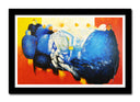 Cuadro enmarcado negro abstracto, simulando figuras de personas