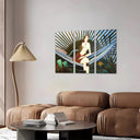 Estancia abstracto, mujer en hamaca