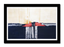Cuadro enmarcado negro abstracto combina azul con beige