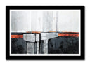 Cuadro enmarcado negro abstracto combina azul con beige