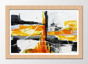 Cuadro enmarcado natural abstracto, colores vivos amarillo con negro