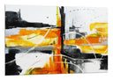 Cuadro abstracto, colores vivos amarillo con negro