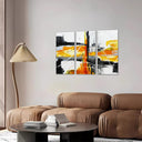 Estancia abstracto, colores vivos amarillo con negro