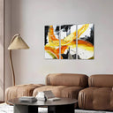 Estancia abstracto, colores vivos amarillo con negro