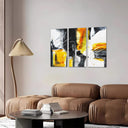 Estancia abstracto, colores vivos amarillo con negro