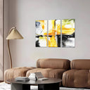Estancia abstracto, colores vivos amarillo con negro