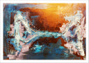 Lámina abstracto, mezcla de gama de colores, ocres, azules, amarillos