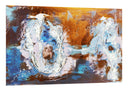 Cuadro abstracto, mezcla de gama de colores, ocres, azules, amarillos