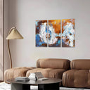 Estancia abstracto, mezcla de gama de colores, ocres, azules, amarillos