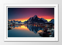 Cuadro enmarcado blanco Paisaje Naturaleza Lago Moskenes Noruega
