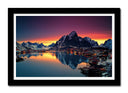 Cuadro enmarcado negro Paisaje Naturaleza Lago Moskenes Noruega
